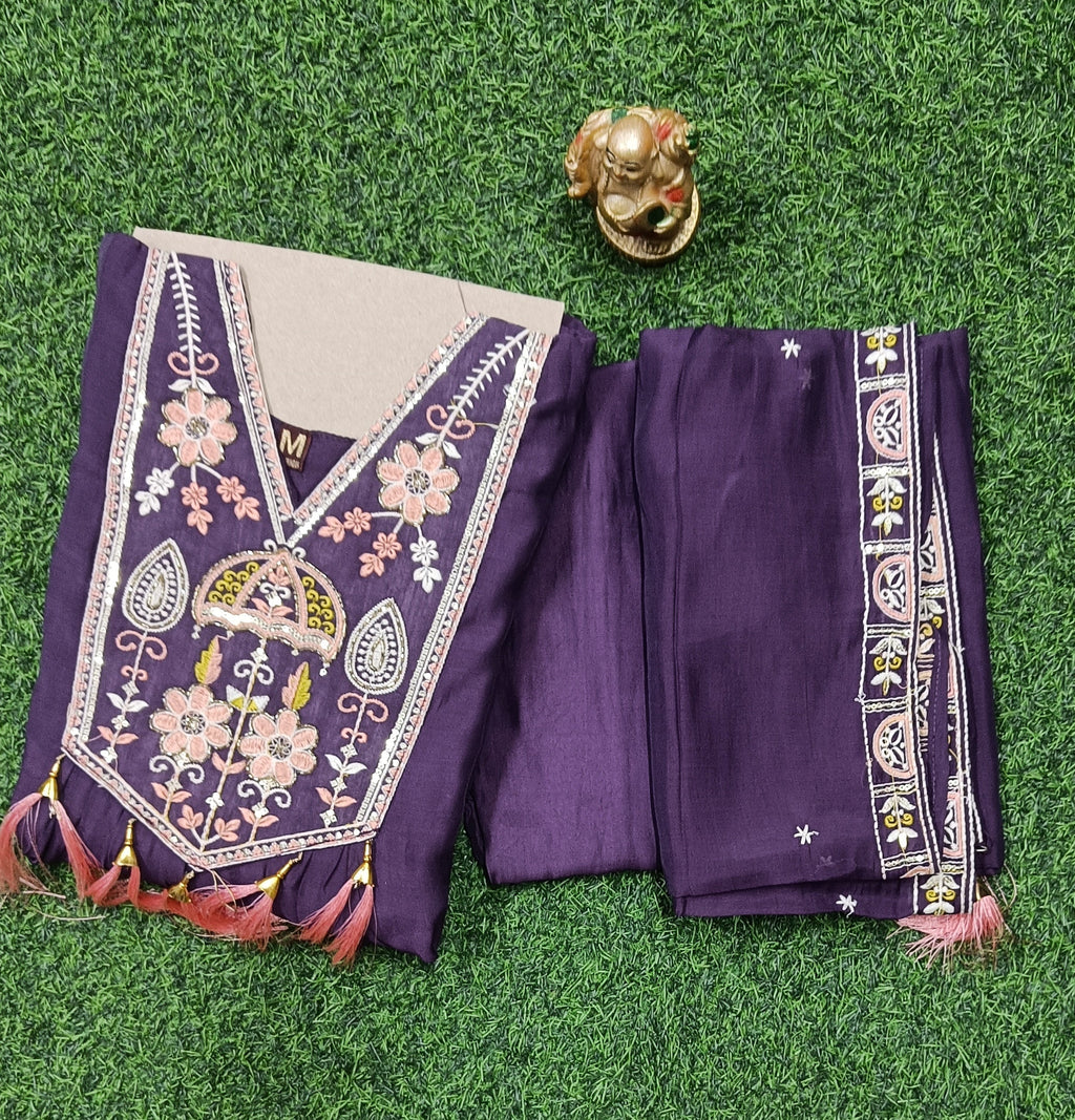 Women’s Embroidered 3-Piece Suit Set | Mall Chanderi